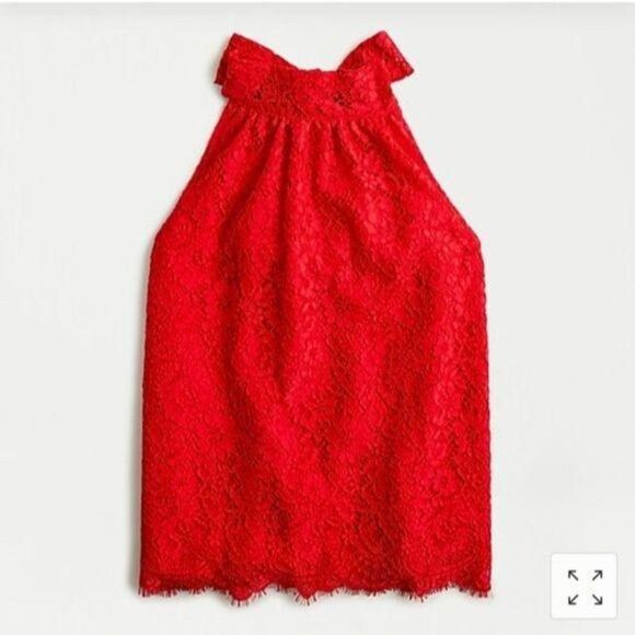 J. Crew Tops - NWT J.CREW Tie Neck Lace Sleeveless Top Red